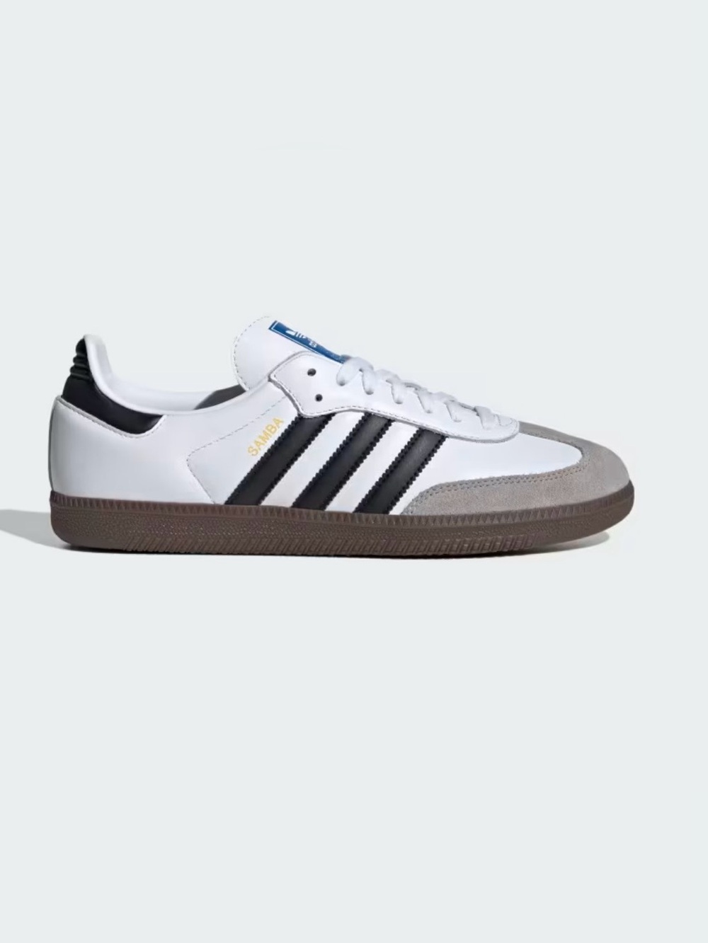 adidas Samba OG White and Black Sneakers with Brown Gum Sole. Size 8 women, 38.5